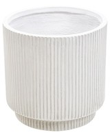 Blumentopf Ton Und Glasfaser Weiß Rund 30 Cm Mit Rillen Modern Daria