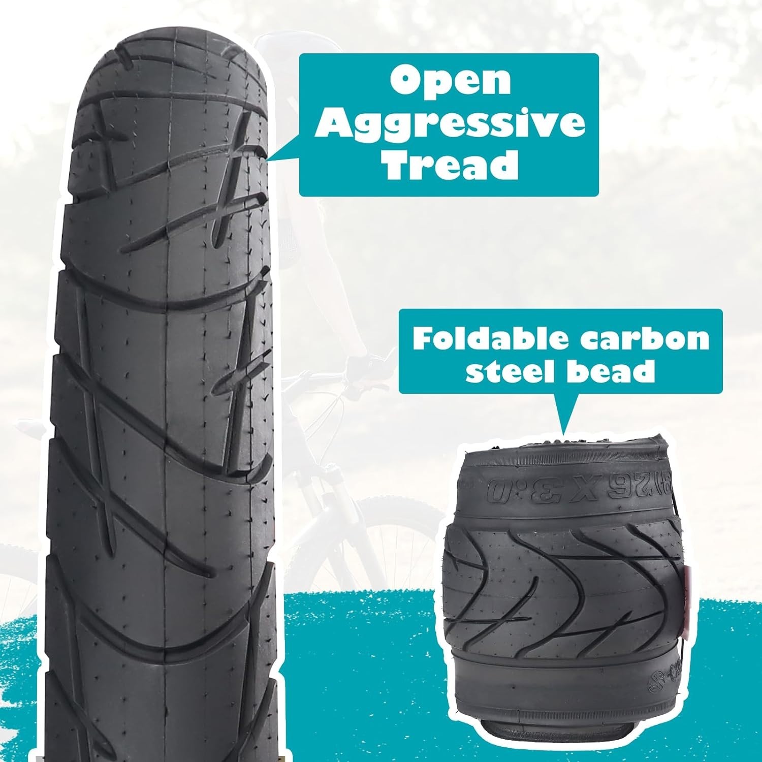 ZUKKA 2 Pack 26x3.0 Fat Bike Tires ebike Tires With 2 Tubes of 26x3.0 ...