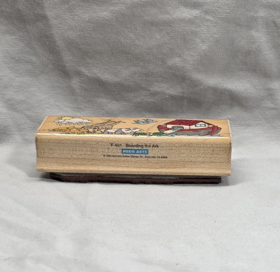 Hero Arts Boarding The Ark Wood Base Rubber Stamp 1993 GUC Religious Faith Bible - Image 4 of 4