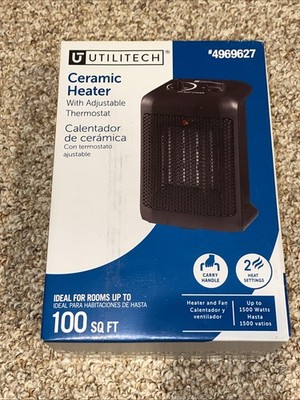 Utilitech 100sq Ceramic Heater With An Adjustable Thermostat- New, Sealed Box