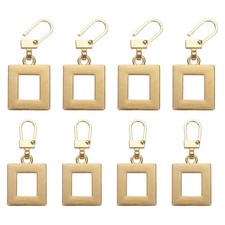 8Pcs Zipper Pull Replacement Square Detachable Tiny Zipper Slider Gold