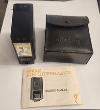 Vintage Minolta Auto 22 Flash For 35mm Film Camera With Case