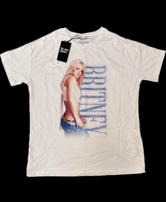 Stradivarius Medium Britney Spears White Embellished Rhinestone Shirt NWT Rare