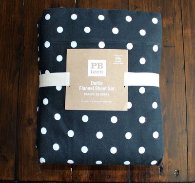 Pottery Barn Teen Tonal Dottie twin XL sheet set Black White