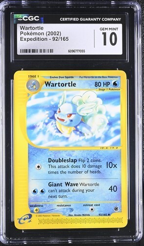 CGC 10 GEM MINT Wartortle 92/165 Pokemon 2002 Expedition Pop 25