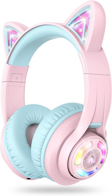 Cat Ear Kids Bluetooth Headphones, LED Lights Up, 74/85Dba Safe Volume Limited,