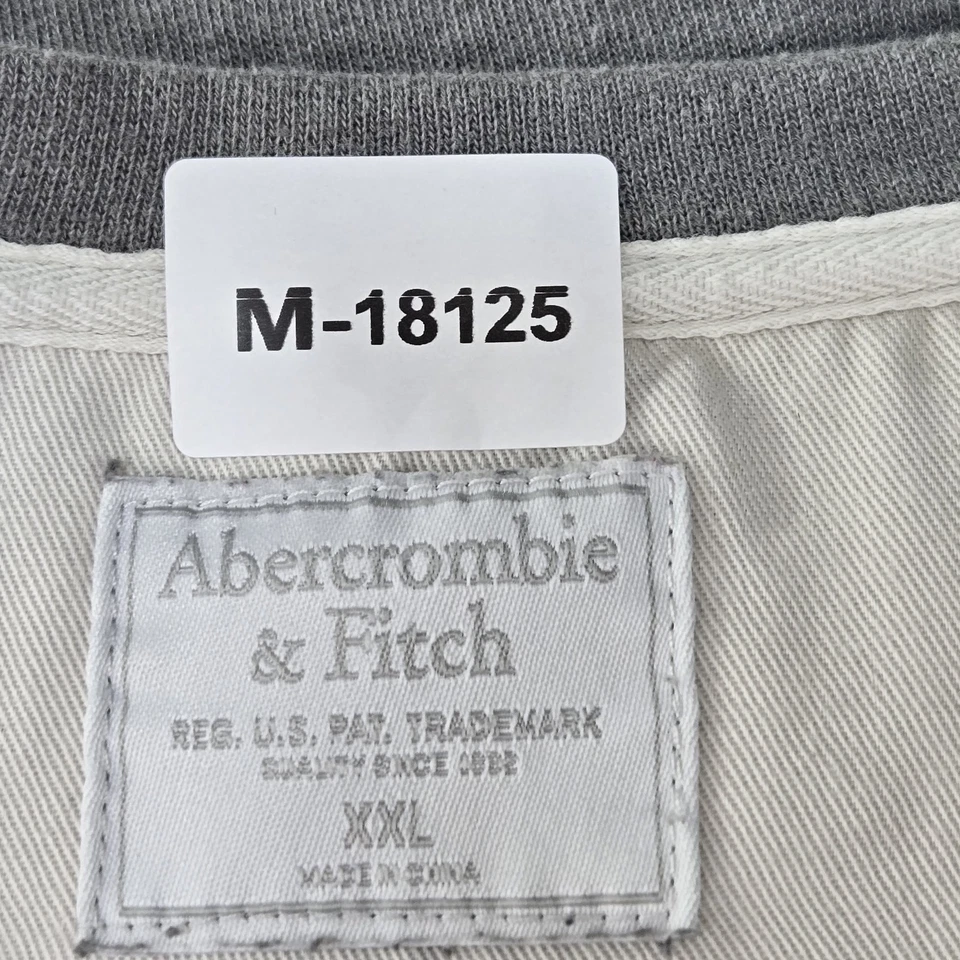 Abercrombie & Fitch Men Henley XXL Gray Y2K Button Long Sleeve - Image 3 of 4