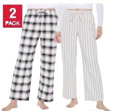 Gap Women  s 2-Pack Relaxed Fit Cotton Drawstring PJ Pants, Cream Size Women L