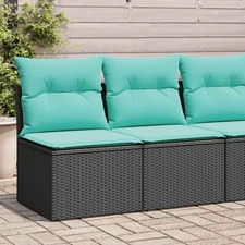 Garden Sofa Set Black Poly Rattan 2 Seater Modular
