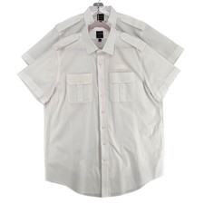 Brooks Brothers United Airlines Men 18 Regular Set of 2 Pilot Button Shirt SS