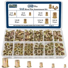 Vifmy SAE Rivet Nut Assortment Kit,240Pcs - 240 Pcs, Yellow