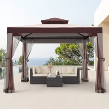 10x10 Canopy Gazebo Tent Shelter w/ Mosquito Netting Outdoor Patio Coffee Party