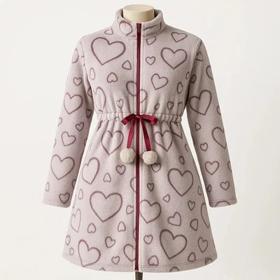 CECARO GROUP Vestaglia Donna in Pile Fantasia Cuori Taglie dalla M alla 3XL