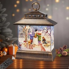 Christmas Snow Globe Lantern Water Glittering Lantern with 8 Songs  6H Timer