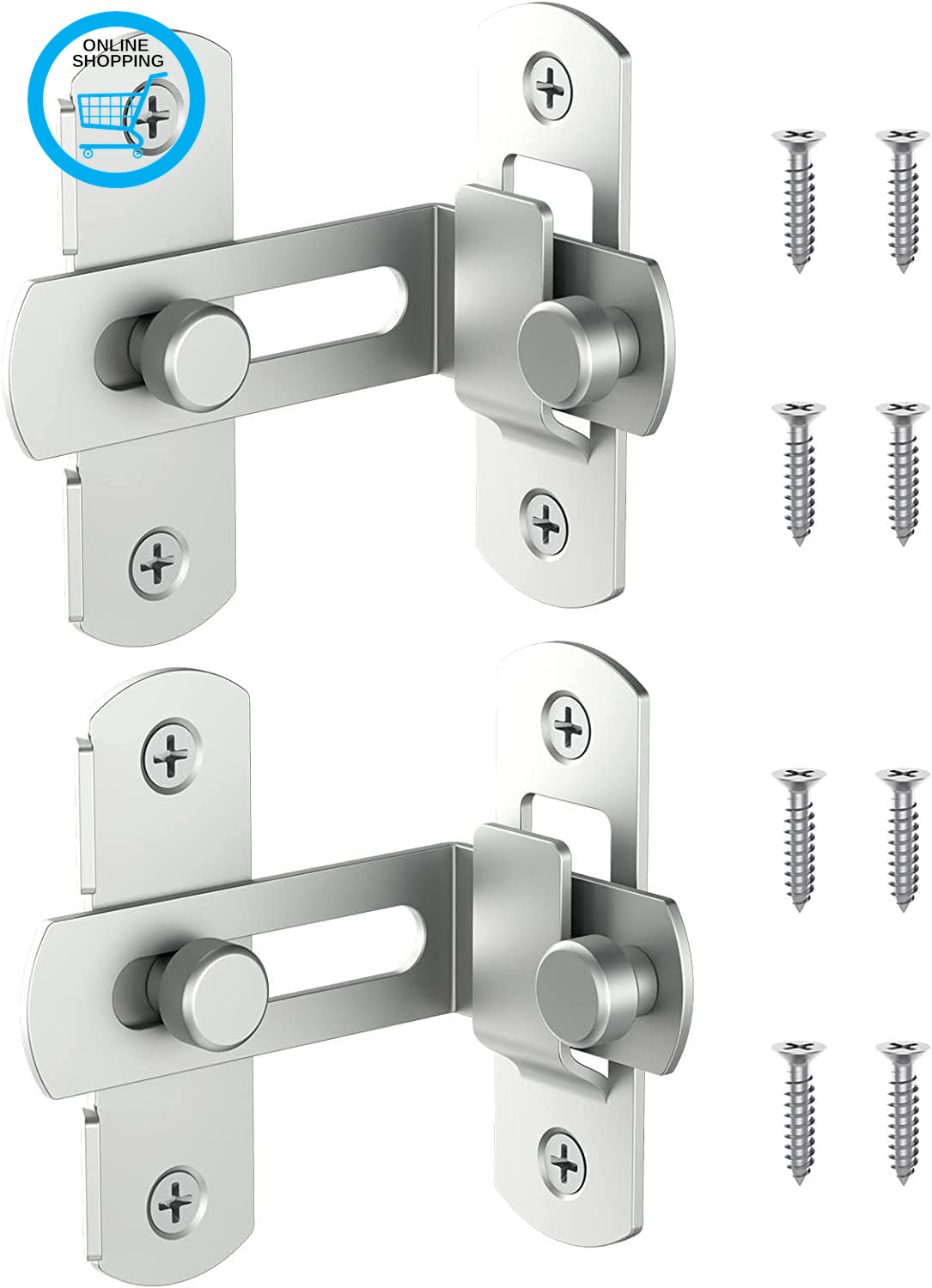 90 Degree Flip Sliding Barn Door Lock, Stainless Steel Angle Door Latch Buckle,