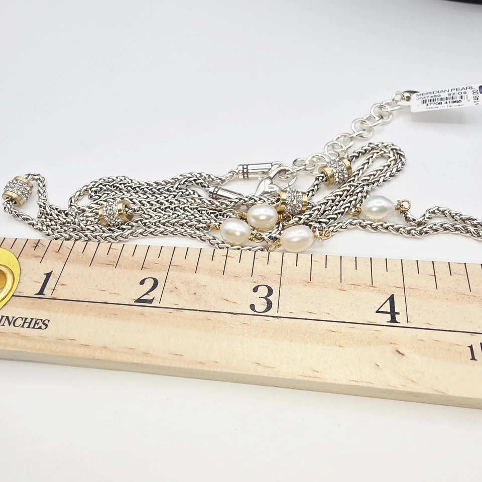 "Collar de perlas Brighton Meridian plata oro 36"" estaciones pavé en capas nuevo con etiquetas" Foto 4 de 4