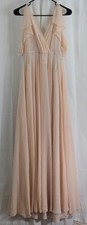 Jenny Yoo Women's Cassie Flutter Sleeve Chiffon A-Line Gown Peach Size 2