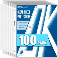 100 Pack Sheet Protectors, Loading Reinforced 3-Hole Page Protectors for
