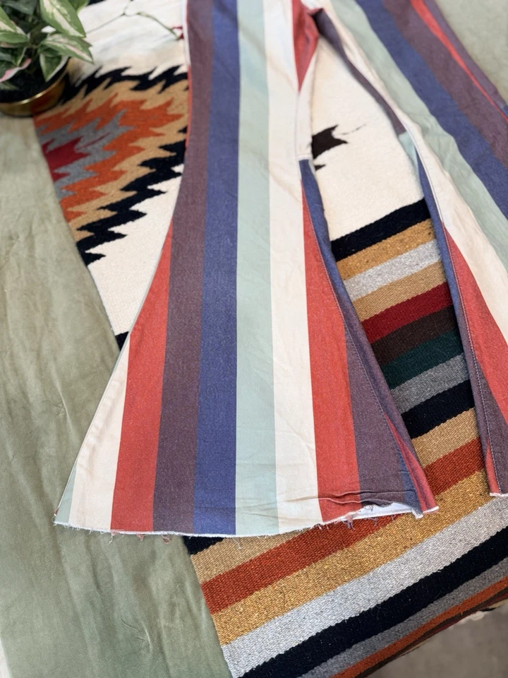 Pantalones acampanados a rayas I&B para mujer talla 6 retro estilo boho años 70 pantalones anchos campana Foto 2 de 4