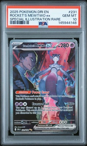 2025 POKEMON DRI EN-DESTINED RIVALS #231 TEAM ROCKET'S MEWTWO EX PSA 10