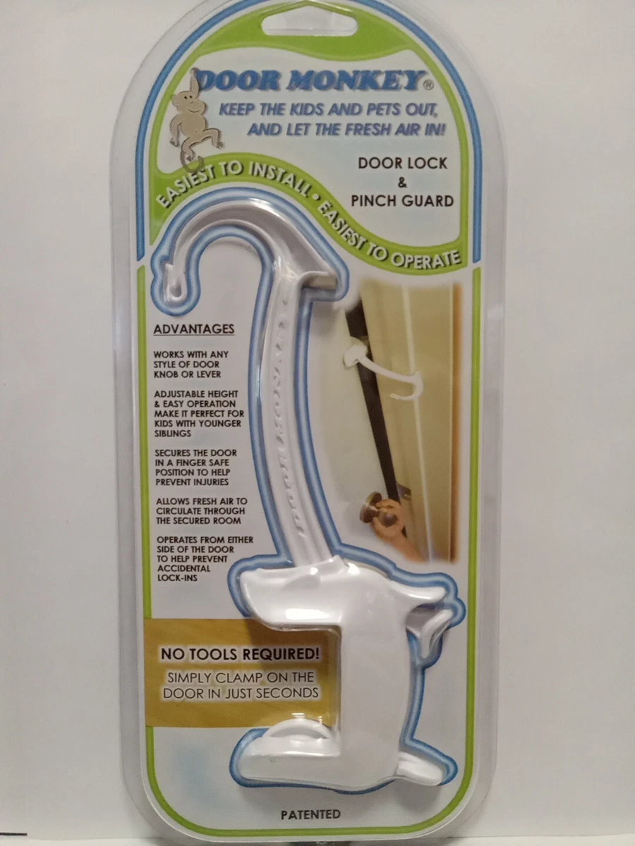 Door Monkey Lock & Pinch Guard Clamp-On Toddlers Pets Kids Safety Latch  Hook NEW