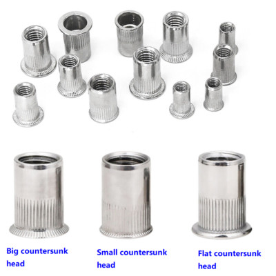 M3 M4 M5 M6 M8 M10 M12 FLAT/ COUNTERSUNK RIVNUTS THREADED RIVET NUT A2 STAINLESS