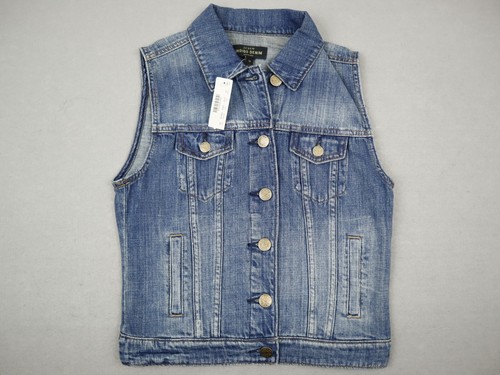 J. Crew Denim Vest Women XS Blue Indigo Button Up Sleeveless Jean Jacket Pockets