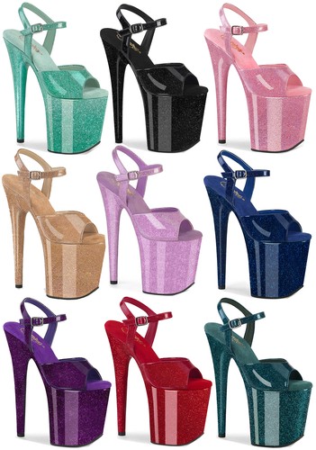 Pleaser 8 Inch Heel, 4 Inch Platform Ankle Strap Sandal