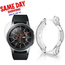 2in1 9H Tempered Glass Screen Protector Cover Case for Samsung Galaxy Watch 46mm