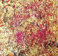 RED GOLD MIRAGE Original Abstract Mixed Media Painting 14"x11" Julia Garcia Art