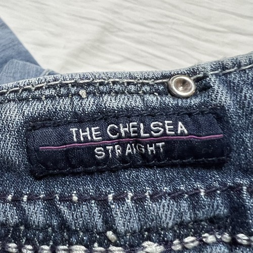 Vigoss The Chelsea Women’s 8 Low Rise Straight Stretch Destroyed Blue Jeans  - Picture 15 of 20