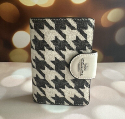 NWT Coach Medium Corner Zip Wallet With Houndstooth Print CJ680 | eBay