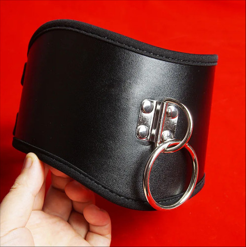 Restraint PU Leather Neck Collar Soft Furry Bandage Choker