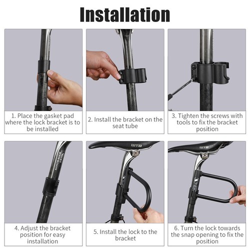 West Biking Bike U Lock Anti-theft Cycling U-Shape Lock Motorcycle Alloy Lock - Picture 13 of 18