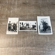 Vtg Black White Lot Of 3 Photos Man Men People Military Uniforms Family
