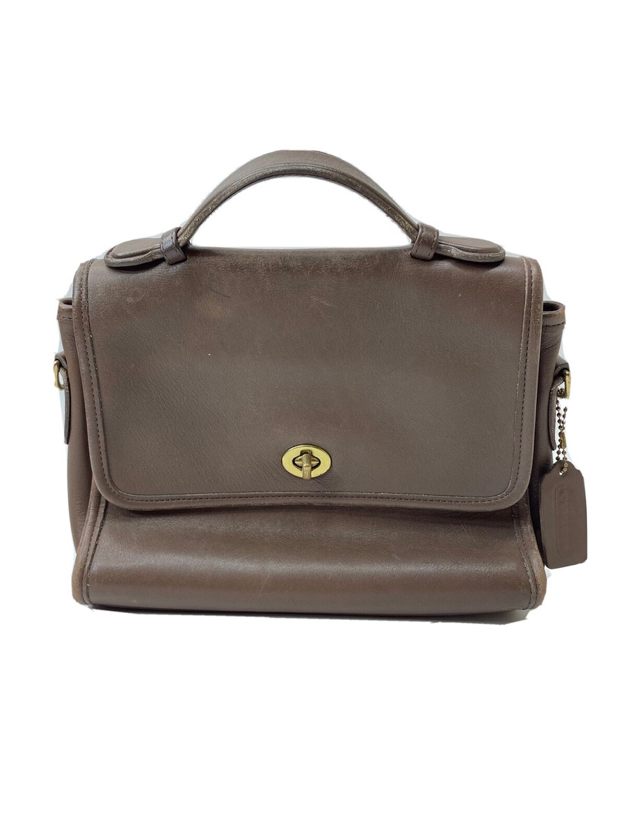 Coach Crossbody Bag Brown Leather Twist Latch No F6C-9870