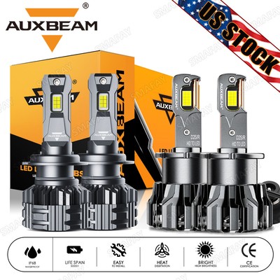 For BMW 645Ci 2004 2005 AUXBEAM H7 D2S Canbus LED Headlight High Low Beam 6000K
