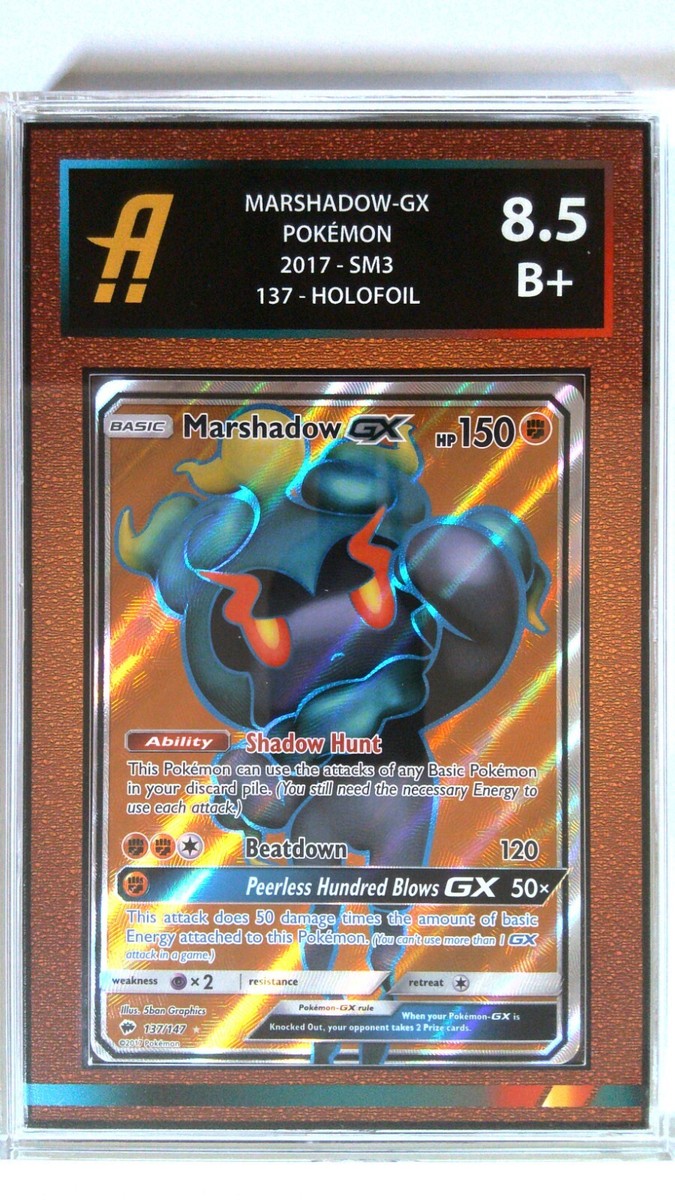 Pokemon Card Marshadow GX Full Art SM3 Graded Ambr 8.5 Matte