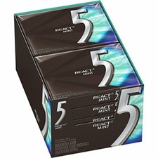 5 GUM React Mint Sugar Free Chewing Gum, 15 pieces (10 pack)