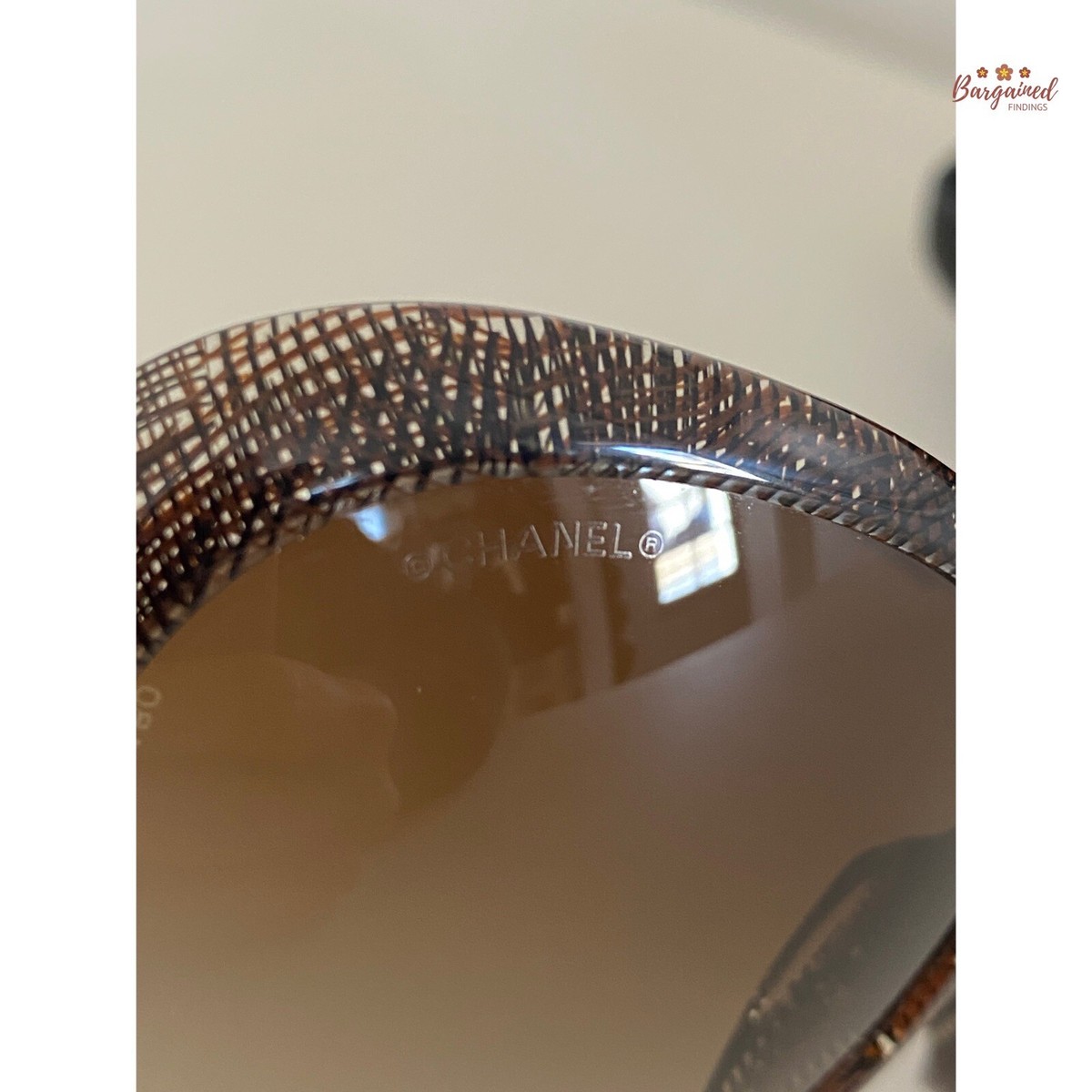 Authentic CHANEL Brown Lenses Lace Acetate Gold Temple 
