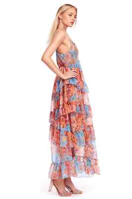 chinese dress ladies Straps Floral Tiered Long Maxi Dress – Ohmollydress main image 1