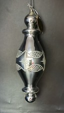 Katherine  s Collection Glass Silver Etched Finial Christmas Ornament