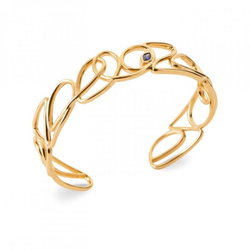Bracelet jonc ouvert ajouré plaqué or 18 carats pour femme 58 mm