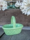 Vintage Haeger USA Pottery Seafoam Green Ceramic Woven Decorative Basket #665