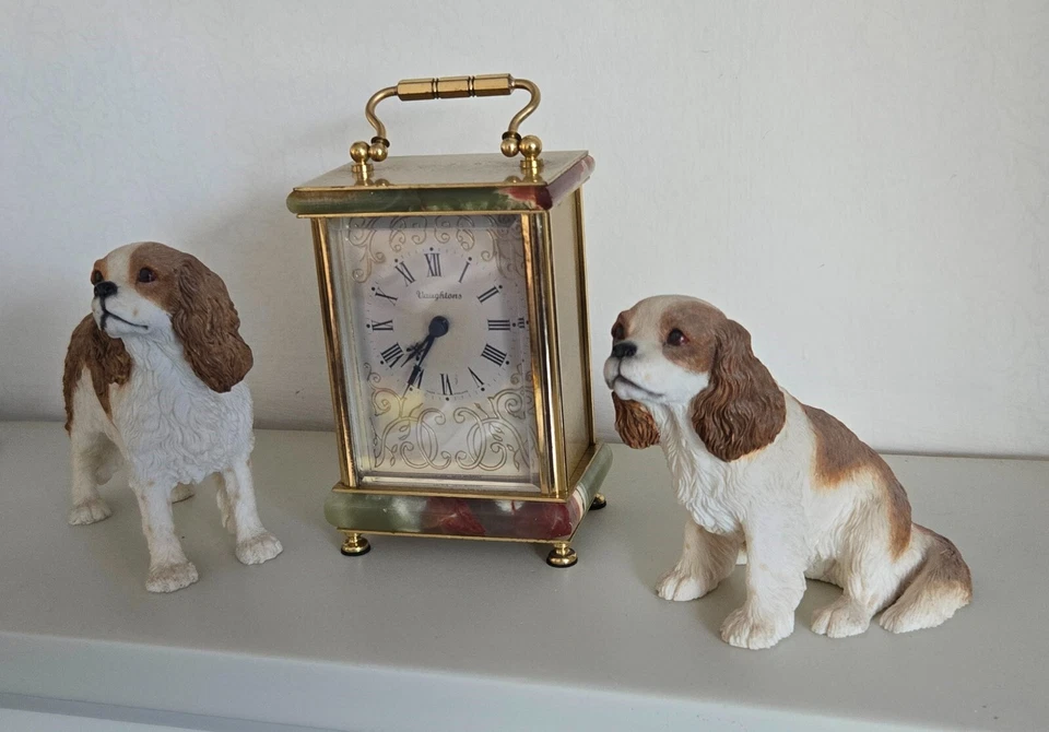 VINTAGE HEAVY BRASS WEISS VAUGHTONS ONYX CARRIAGE CLOCK 70s 80s GOOD CONDITION - Image 4 of 4