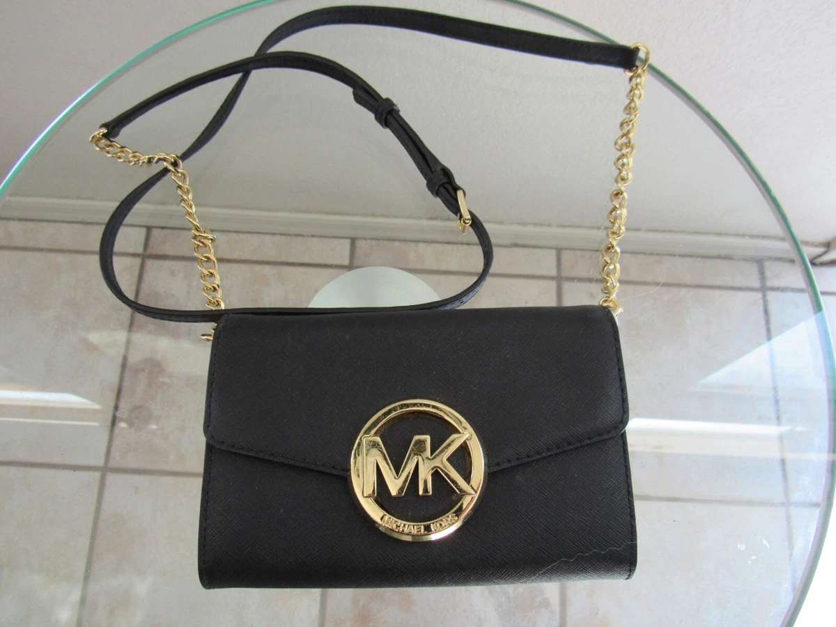 Michael Kors Hudson Large Phone Crossbody Black Leather bag New