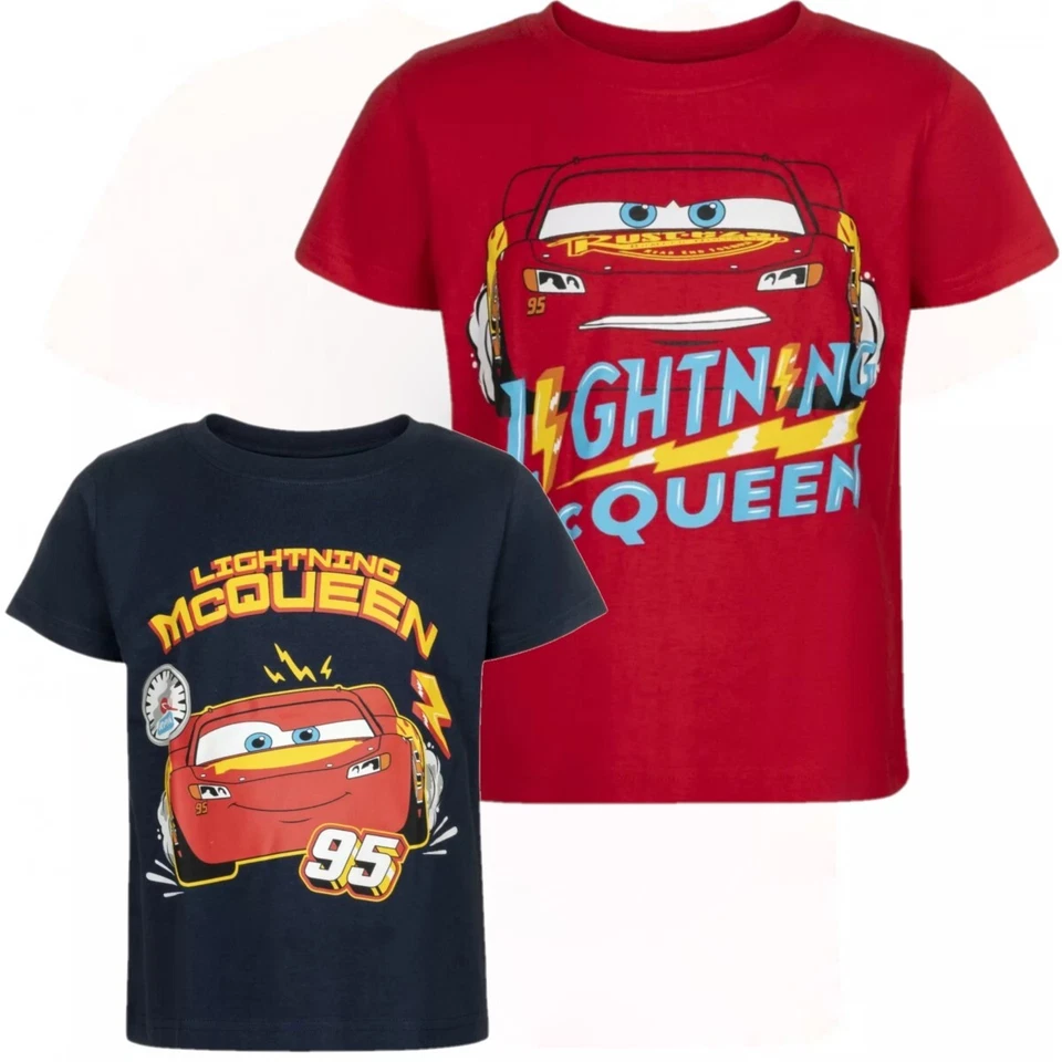Jungen Kinder Disney Cars Lightning McQueen kurzärmeliges T-Shirt Top Alter 3 - 8 Jahre