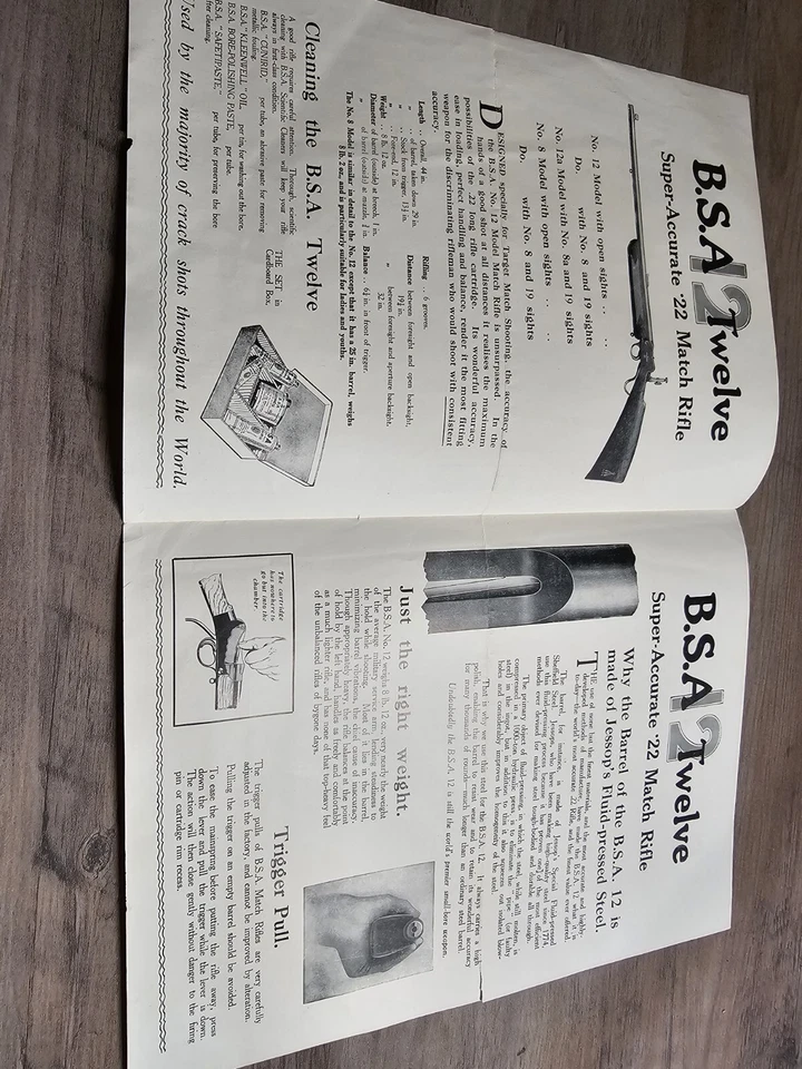 Catálogo Publicitario Rifle 1925 B.S.A 12.22 Raro Original Foto 3 de 4