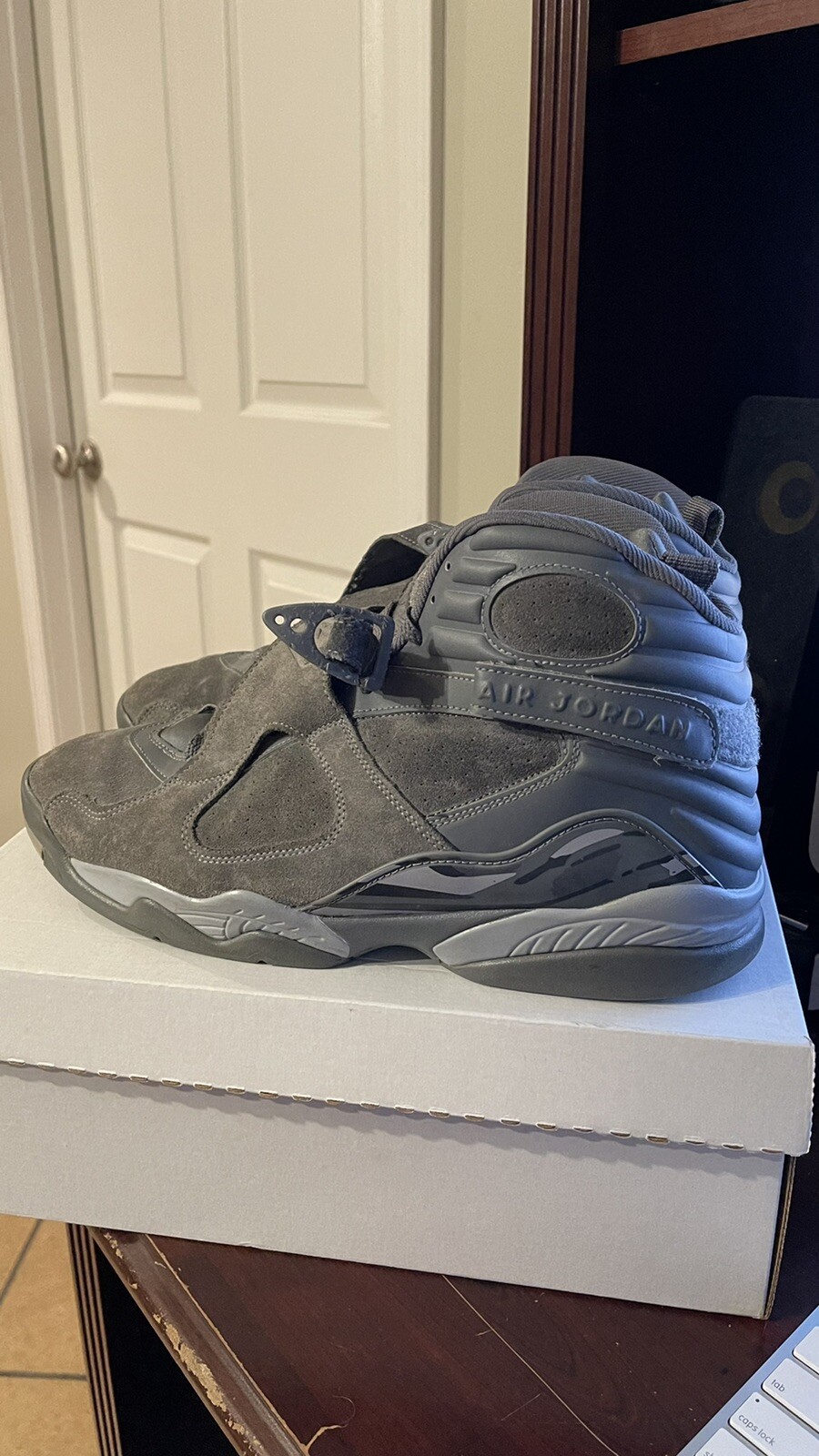 jordan 8 grey suede