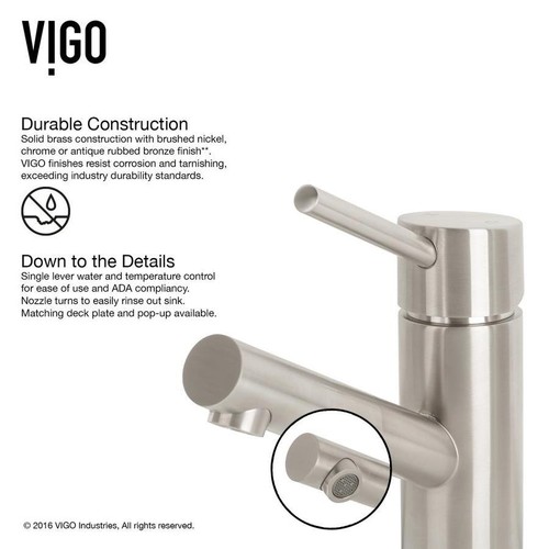 VIGO VG01009BN Noma Single Lever Basin Bathroom Faucet in Brushed Nickel - Picture 4 of 8